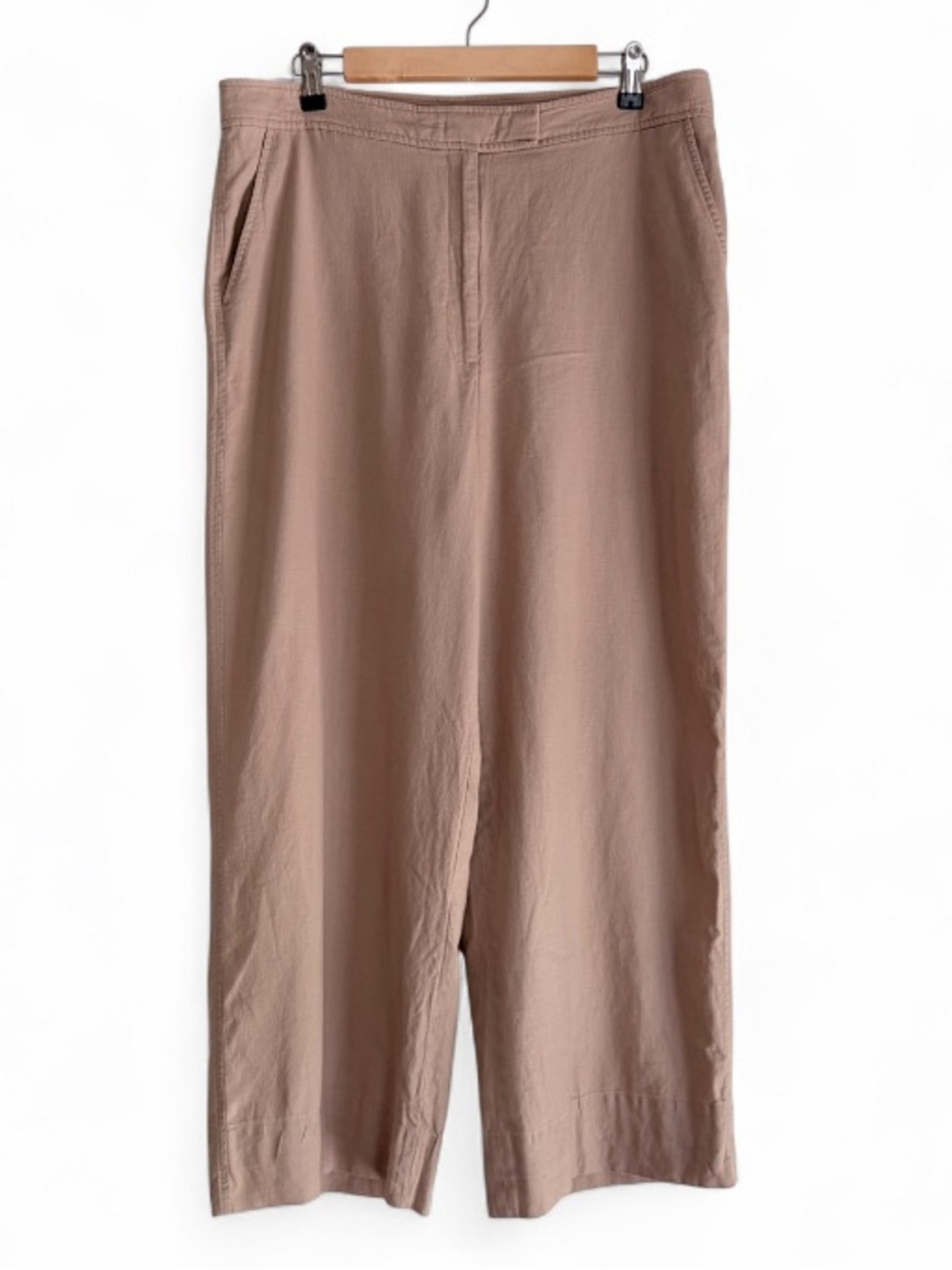 Anne Klein Tan Linen Blend Wide Leg Pants Size 12